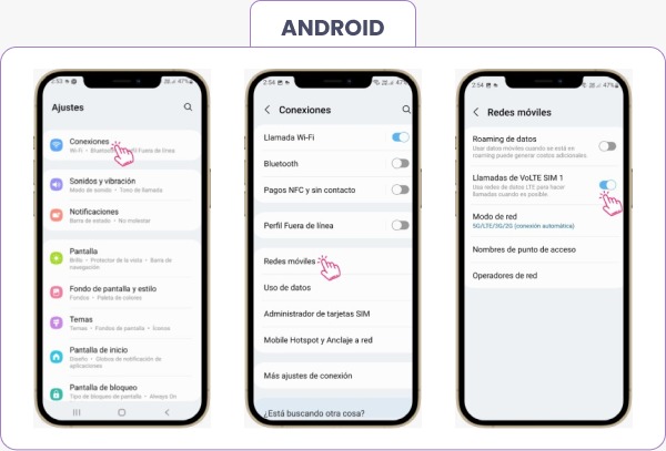 Paso a paso de activación de Volte en teléfonos ANDROID.